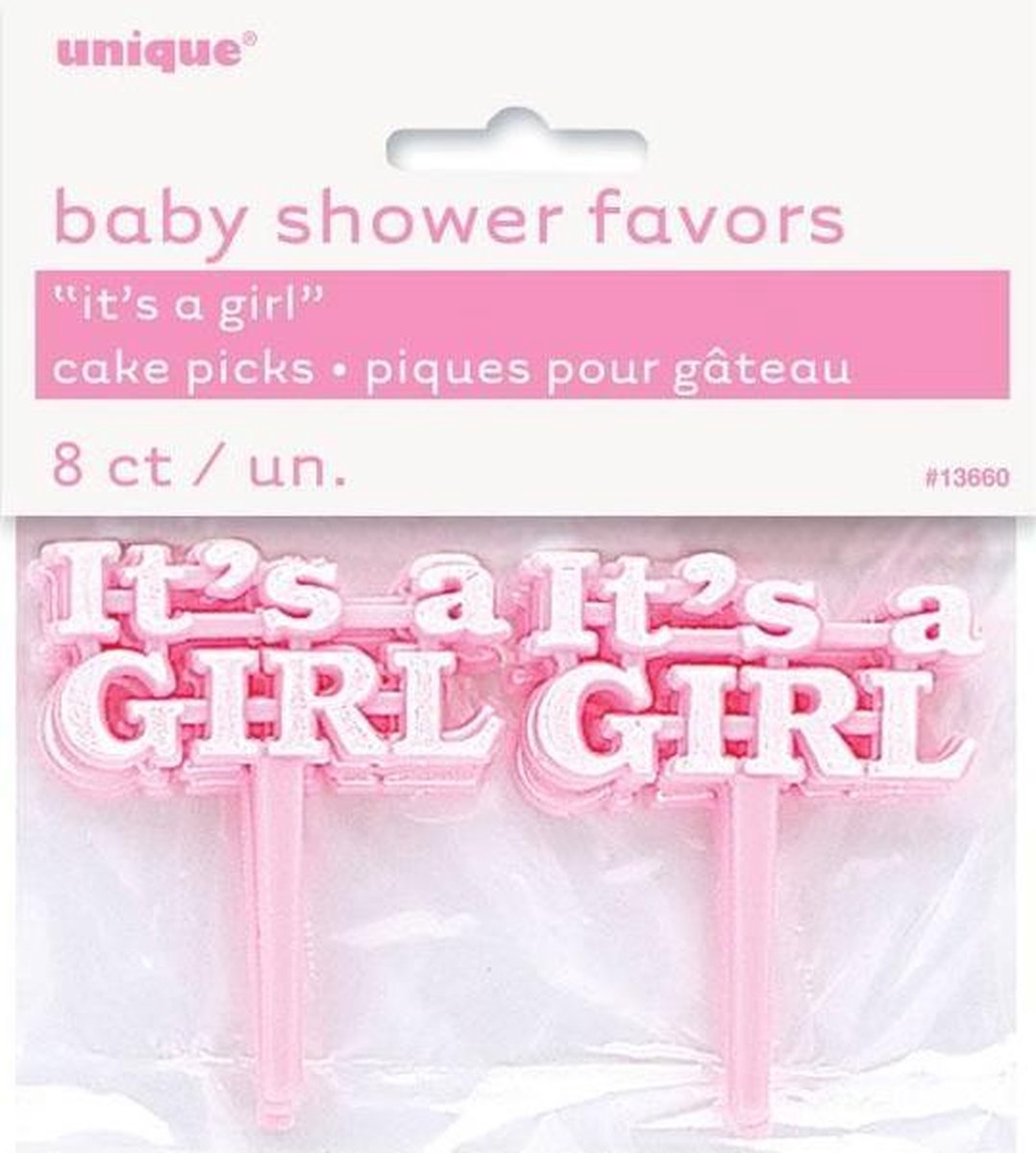 prikkers Stekers 'It's a Girl' (8st -  hoera het is een meisje - baby shower