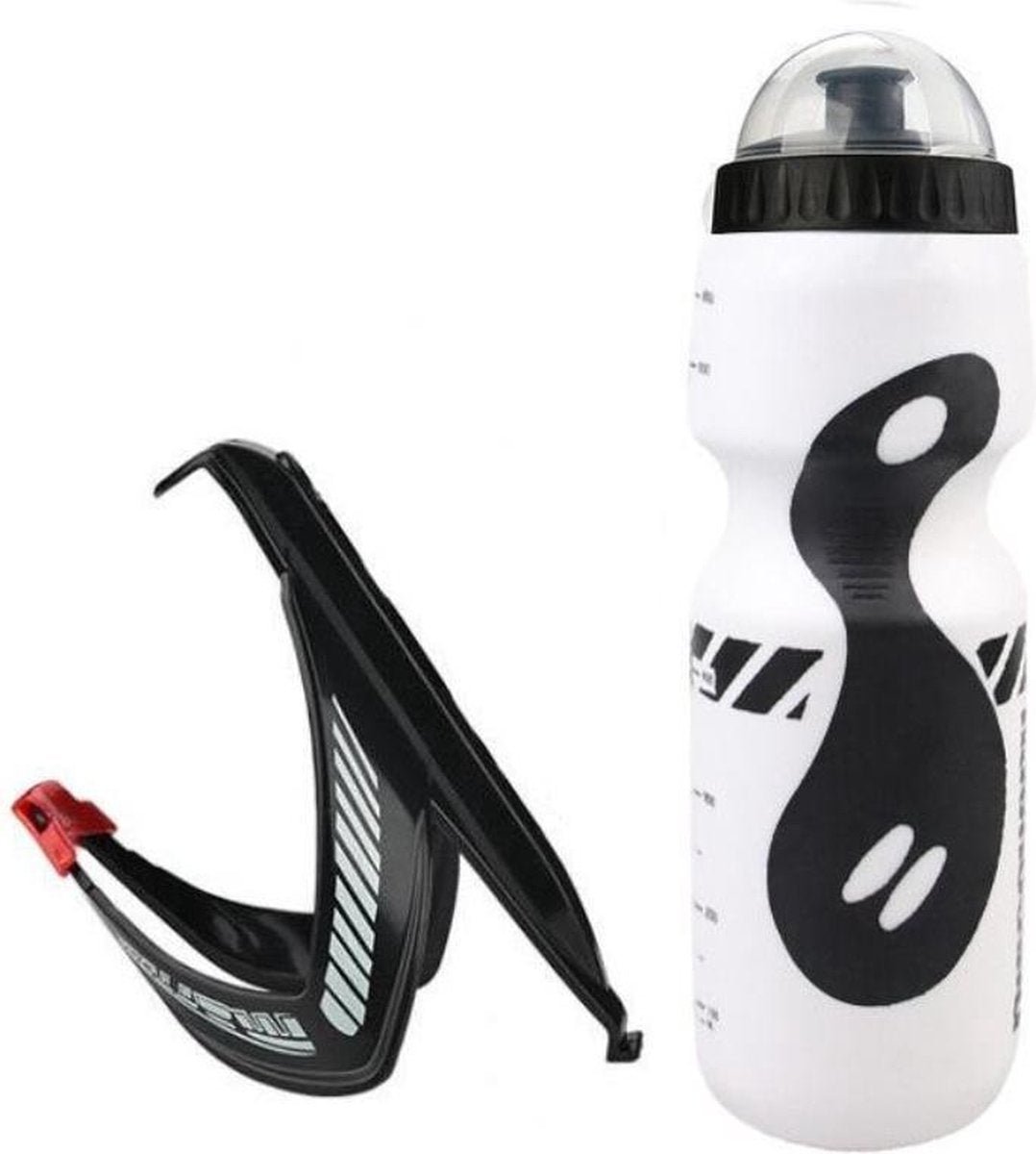 Bidon met bidonhouder - 650ml - Wit- Mountainbike - Racefiets - Sportieve Water Drinkfles met houder