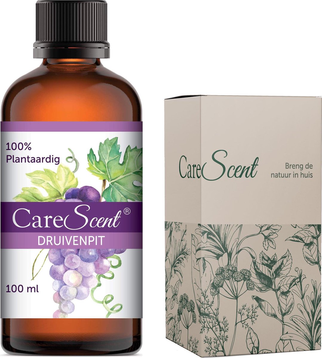 CareScent Druivenpit Olie (Koudgeperst) | Plantaardige Olie / Draagolie / Basisolie | Grapeseed Oil | voor Haar