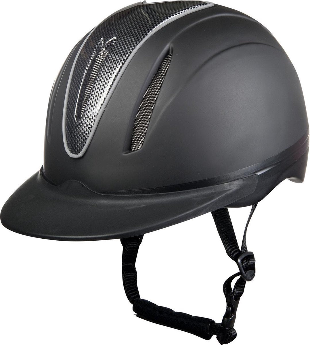 HKM Cap -Carbon Art- matzwart XS 48-54cm