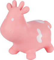 Hoppimals Rubberen Springdier Roze Koetje + pomp - een enorm en uniek springplezier