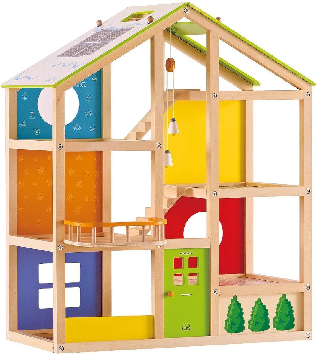Houten poppenhuis met meubels