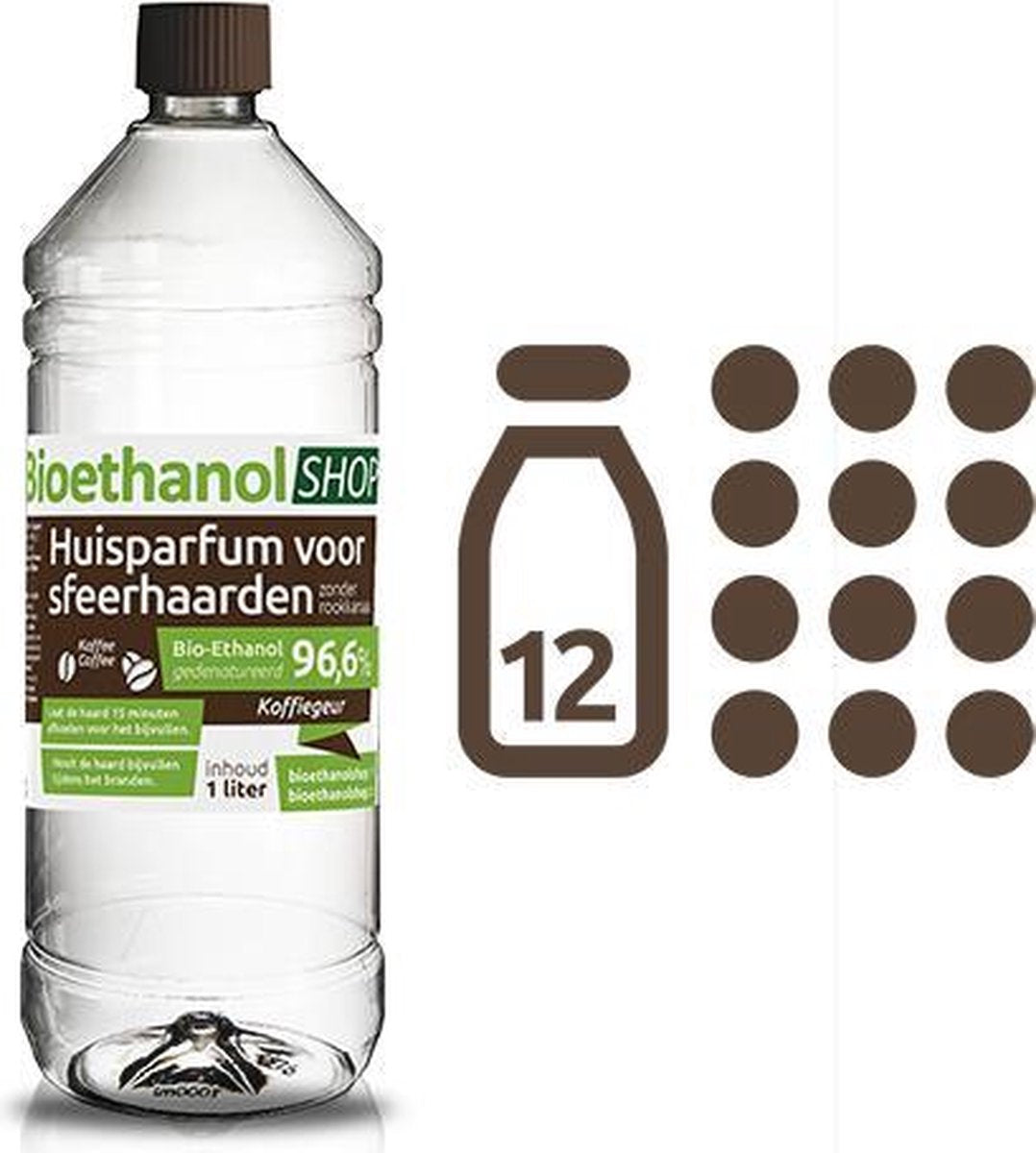 kieselgreen 12 Liter bioethanol Koffiegeur 96