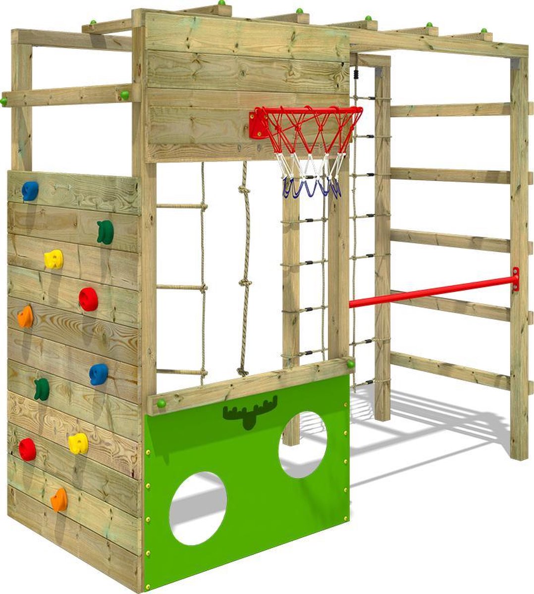 FATMOOSE Klimtoren CleverClimber Club XXL - Houten Speeltoestel met Klimrek