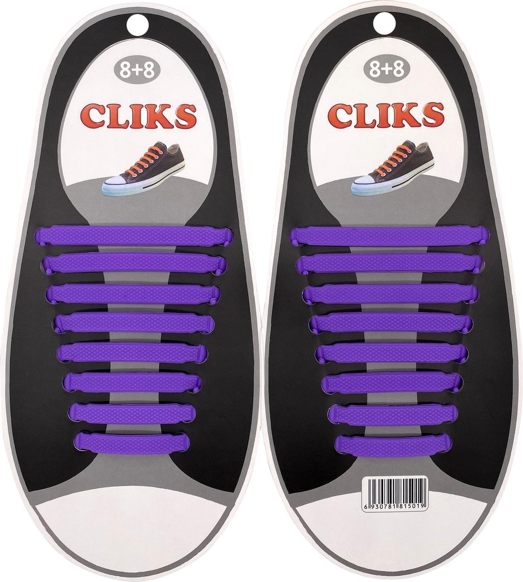 CLIKS elastische veters paars/lila - elastieken veters - kids - volwassenen