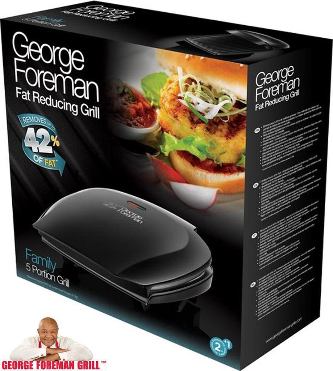 George Foreman | 5 Portie Familie Grill | Verwijdert 42% Vet - 18874-56