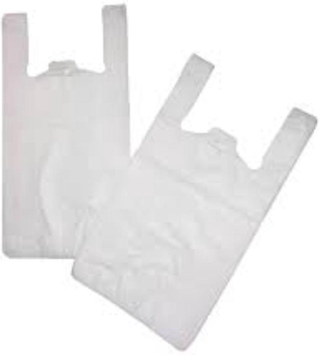 Hemddraagtassen HDPE wit 21 mic.  27 + 12 x 48 cm - Plastieken zakken - Draagtassen