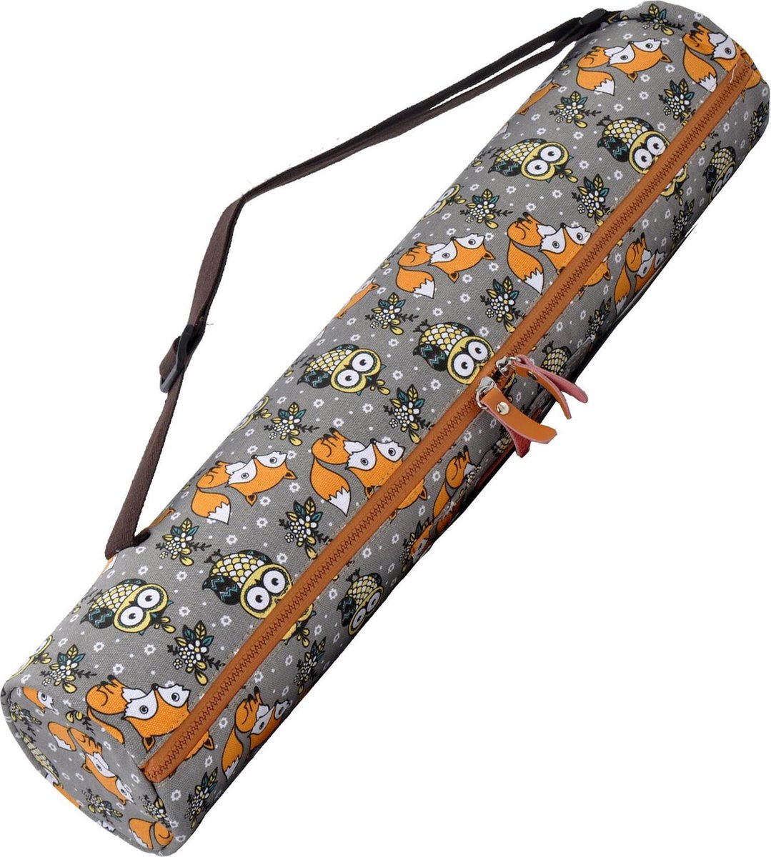 #DoYourYoga - yogatas - »Sunita« - yogabag van canvas - 68 x 20 cm. - Fox and Owl donker