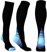 WiseGoods - Compressiekousen Hardlopen - Compressie Sokken Mannen - Steunkousen - Vliegtuig Sokken - L/XL (50-52) - Zwart / Blauw