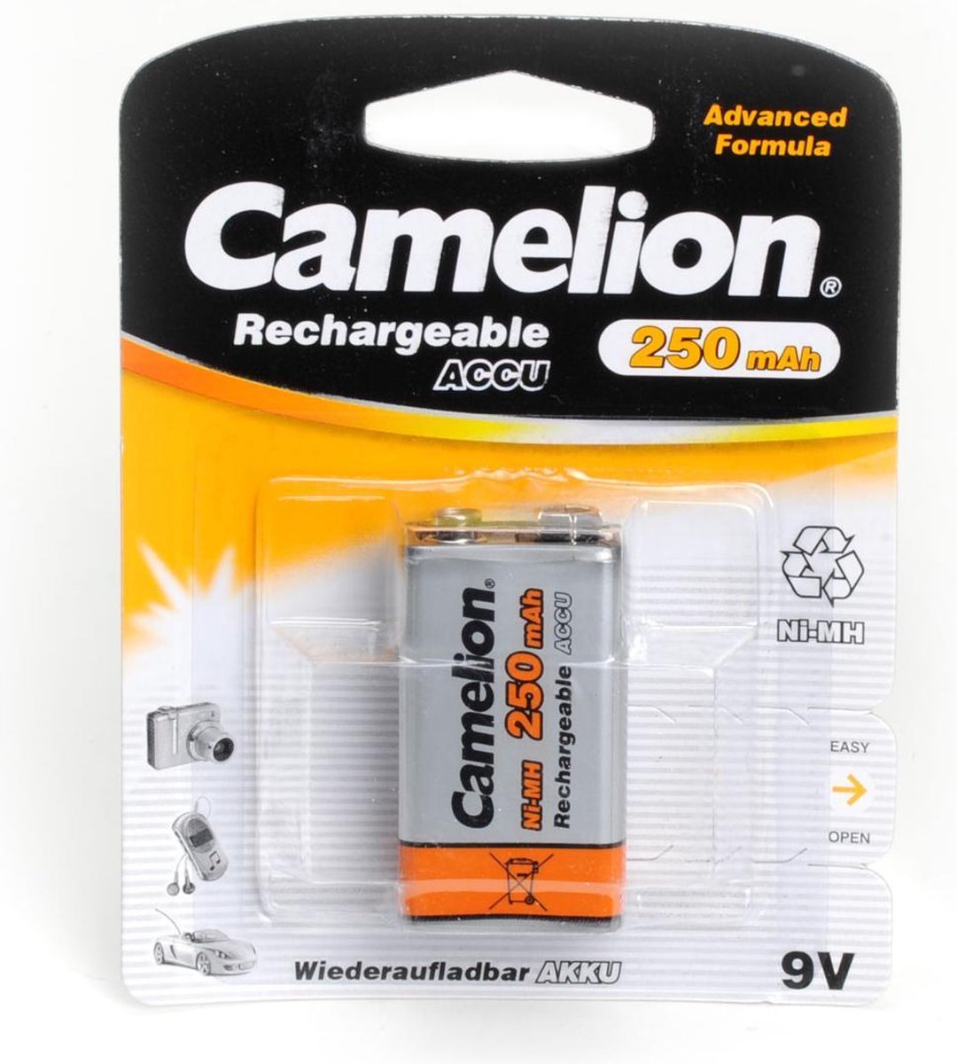 Camelion Batterij 9V Blok 250mAh NiMH (1er Blister) Rechargeable 4260033151810