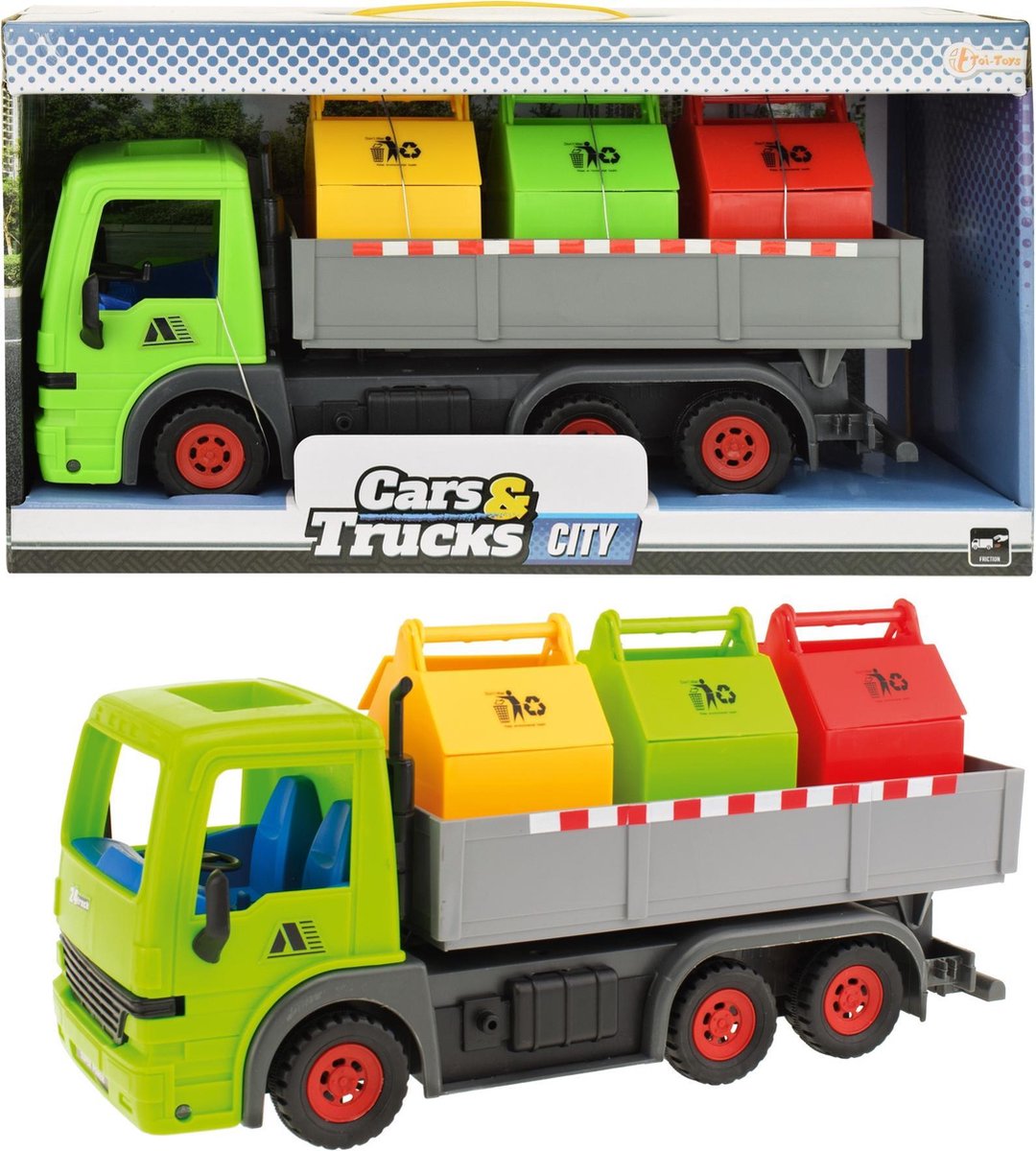 Frictie Vrachtwagen met 3 Containers Groen 33cm