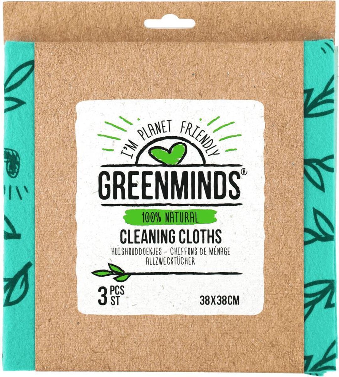 8x Greenminds Schoonmaakdoekjes 38x38 cm 3 stuks