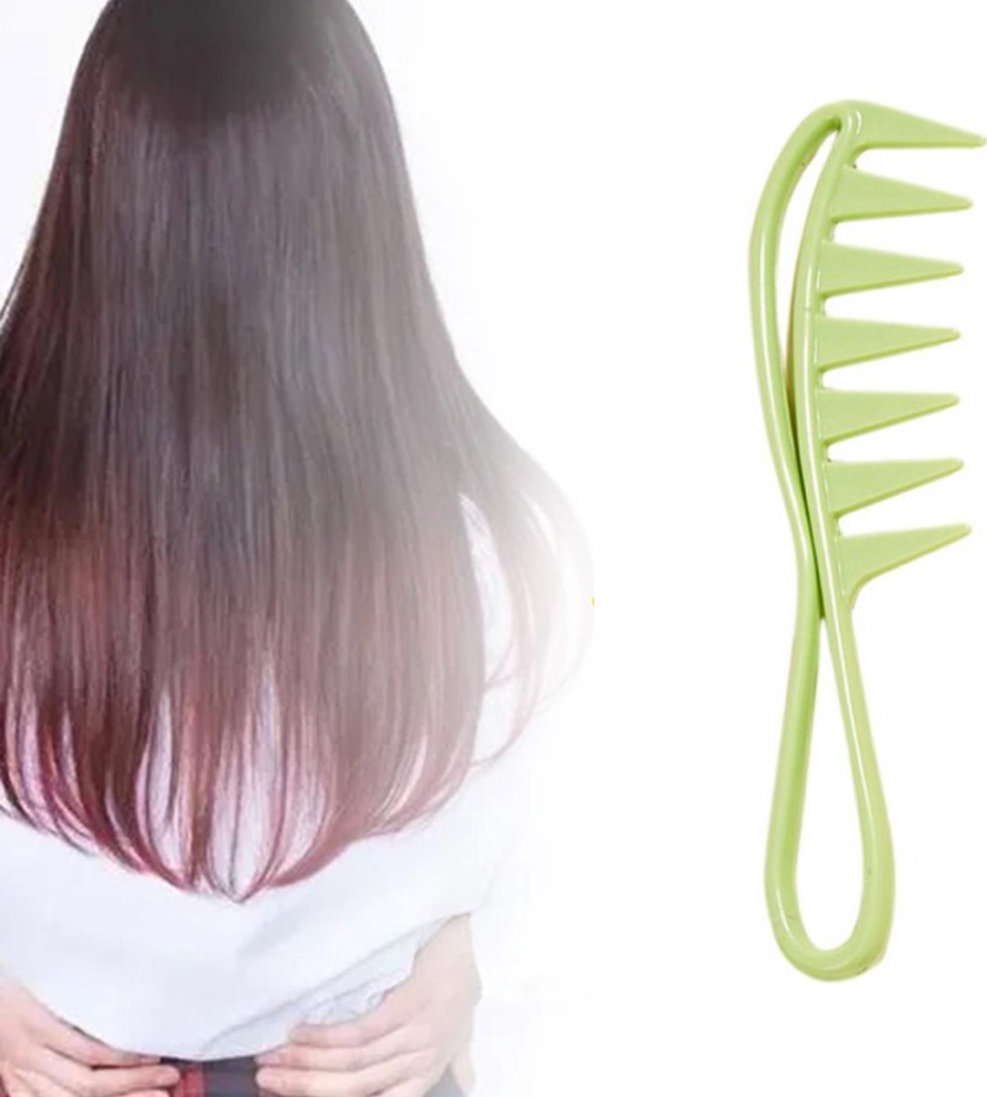 Cabantis Brede Grove Shark Kam|Styling Tool zwart|Kapper Kam|Haar Kam|Anti-klit|Anti-statisch|Groen
