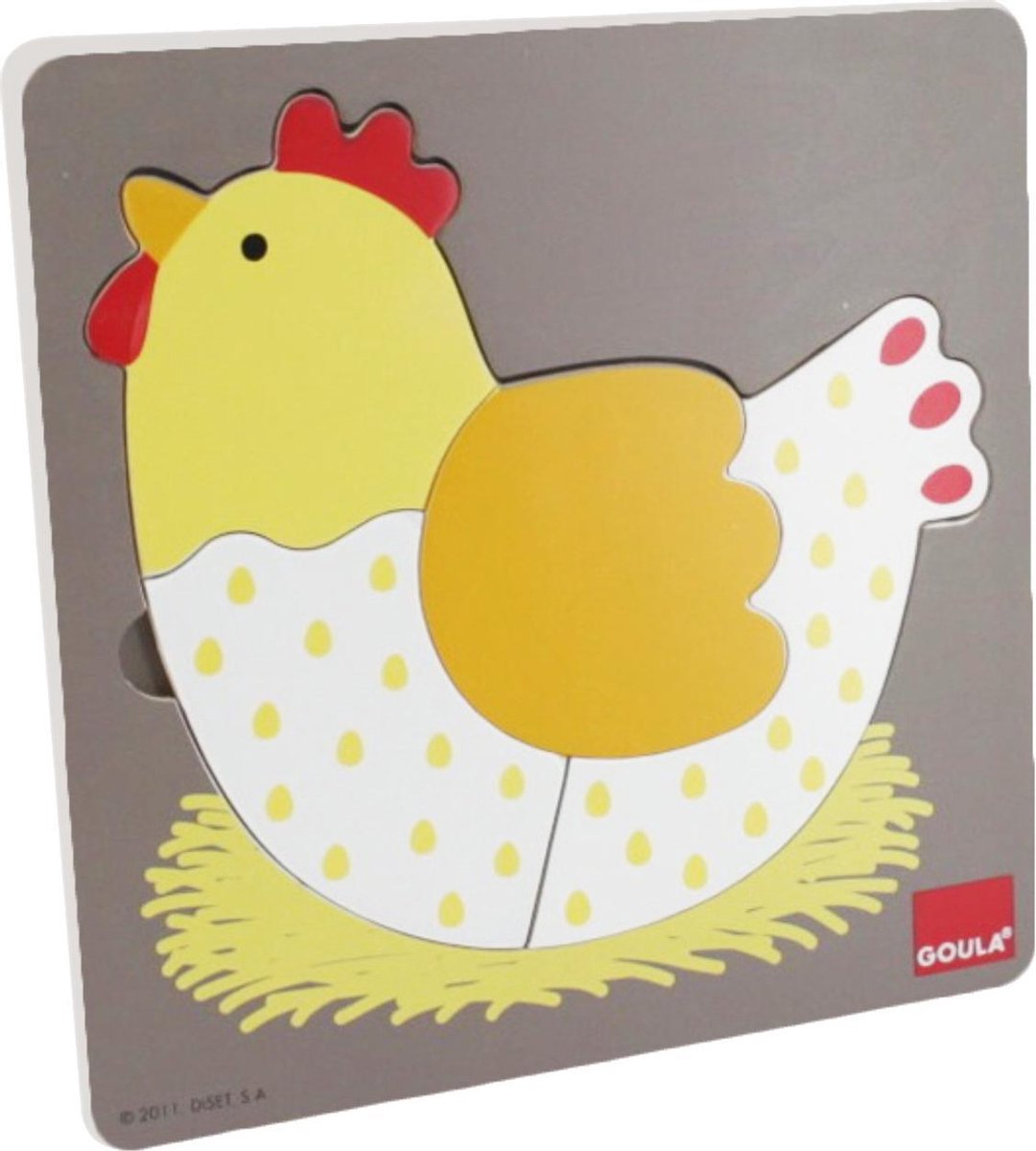 Goula Houten Puzzel - Educatieve Puzzel - Kip - 3 Niveaus