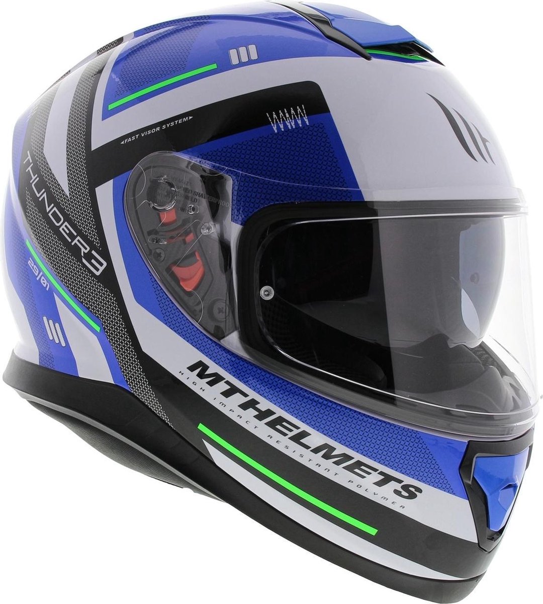 MT Thunder III SV - Motor scooter integraalhelm - Carry zwart wit blauw XXXL (3XL)