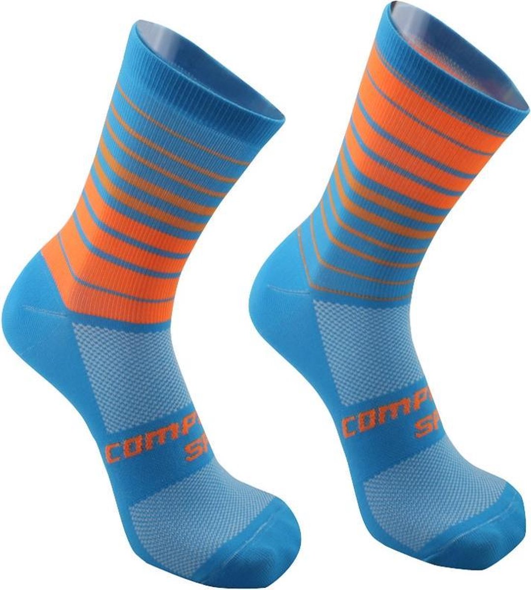 Sportsokken- Elastische Hardloop / Sport / Fietsen - Running Sock - Kousen - Heren/Dames 1 Paar - Maat 39-46  Sportsokken Blauw/oranje