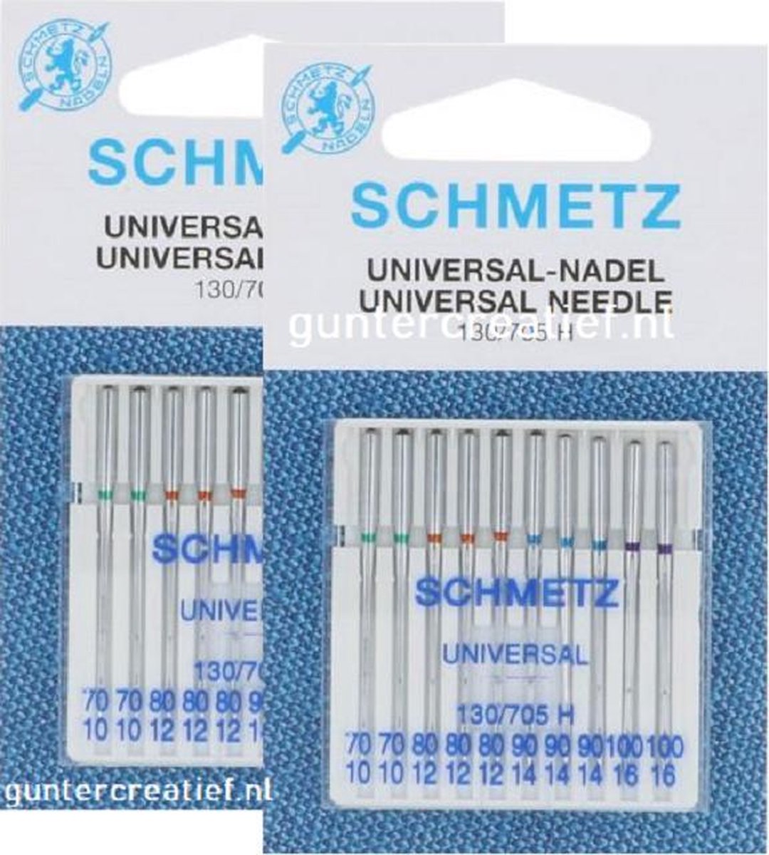 Schmetz naaimachine naalden universeel 130/705 H dikte 70 - 80 - 90 -100  (20 stuks totaal)