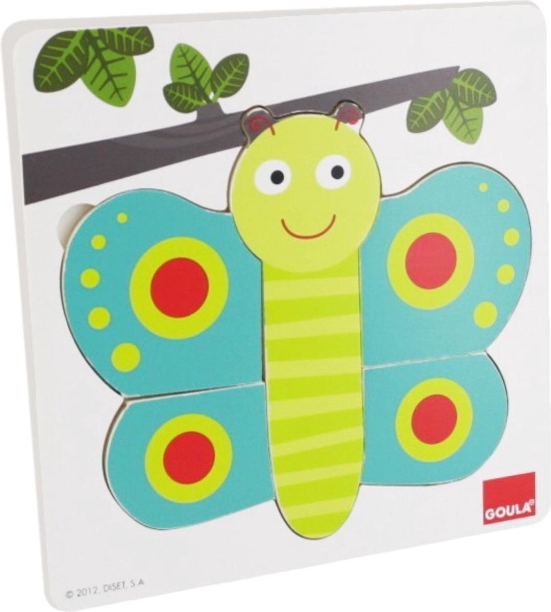 Goula Houten Puzzel - Educatieve Puzzel - Vlinder - 3 Niveaus