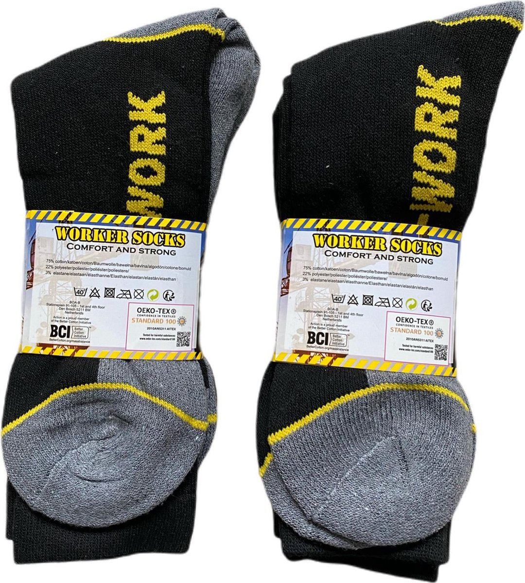 18 paar PROF. WERKSOKKEN 43-46 Zwart/Grijs Unisex BULK VOORDEEL!!