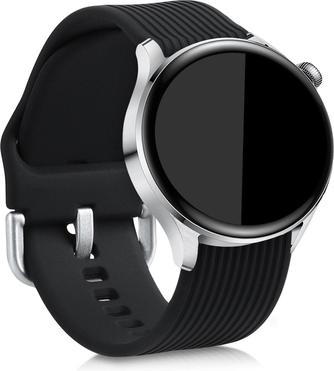 kwmobile 2x horlogeband voor Huawei Watch 3 / Watch 3 Pro - siliconen band voor fitnesstracker - zwart / grijs