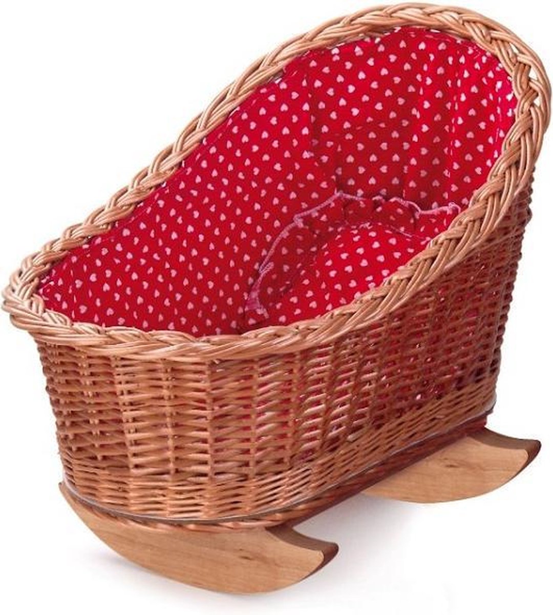 Egmont Toys Wieg riet met rood/wit geruite bekleding