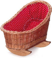 Egmont Toys Wieg riet met rood/wit geruite bekleding