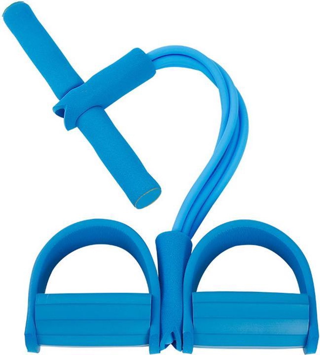 Fitness Tube | Blauw | Elastische Buikspiertrainer | Ab Trainer | Sit Up | Yoga Band | Pilates Band | Schouder Trainer | Gym | Weerstandselastiek | Elastiek met Handvat en Pedaal