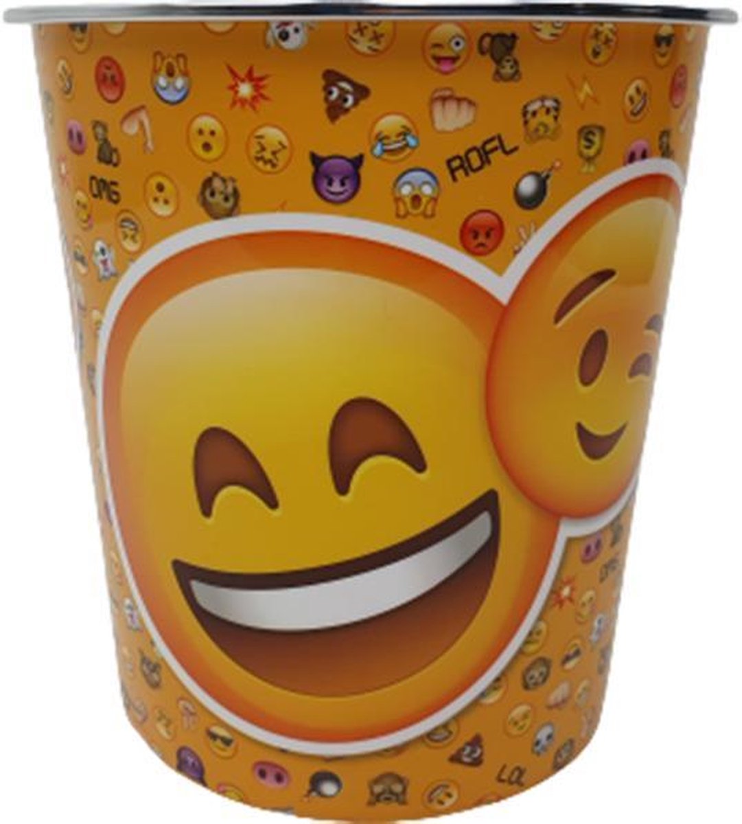 Kinder Prullenbak Emoji Smiley Face - Geel - Ø 21 x 22 cm
