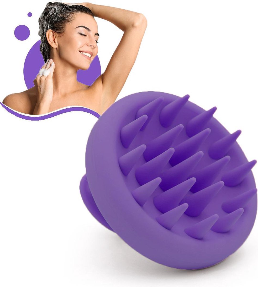 JOLTIA SH2 - Premium Siliconen Haarborstel - Shampoo Brush - Scalp Massager - Massage - No Dandruff - Flaky Brush - Hair Brush - Hairbrush - Haarverzorging - Anti Roos - Haargroei - Gezonde Hoofdhuid - Scrub - Paars