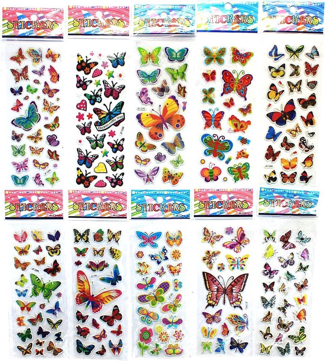 10 stickervellen vlinders