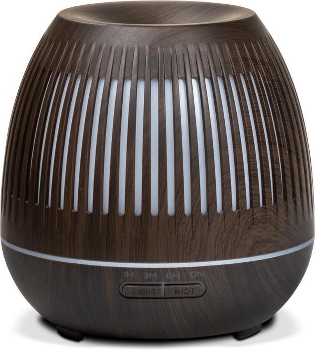 Aroma Diffuser 400ml Led Licht 7 Kleuren Etherische Olie Donkerbruin Luchtbevochtiger Vernevelaar Gaia