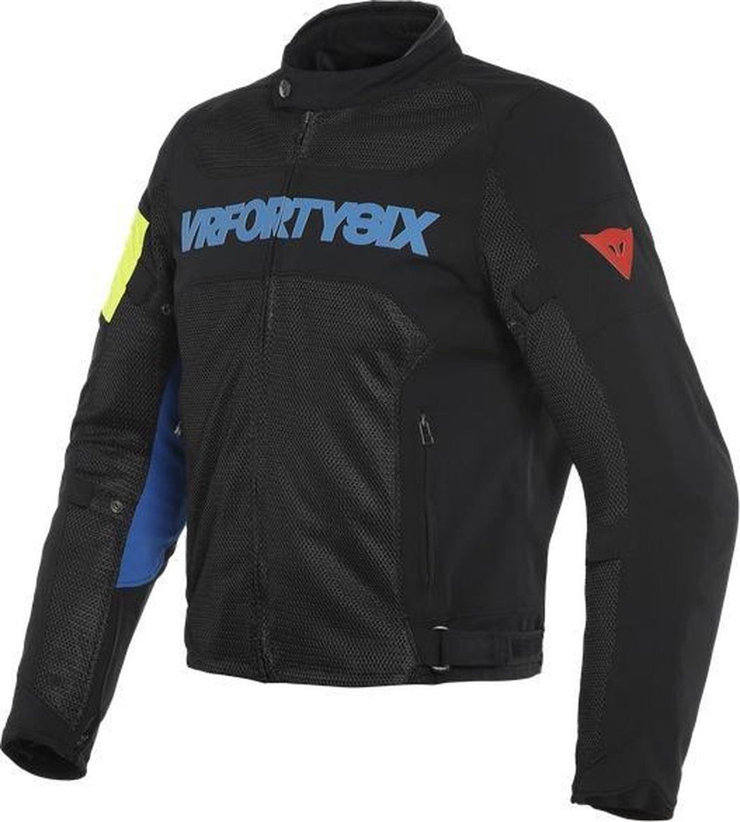 Dainese VR46 Grid Air Black Princess Blue Fluo Yellow Textile Motorcycle Jacket 56