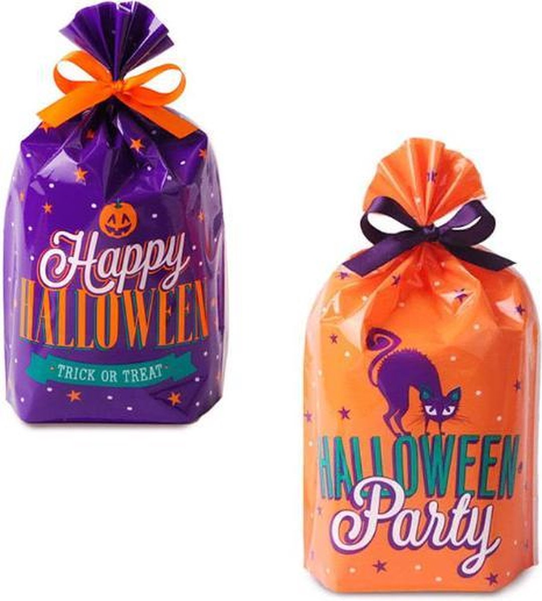 PartyBags Halloween Paars/Oranje 10 stuks
