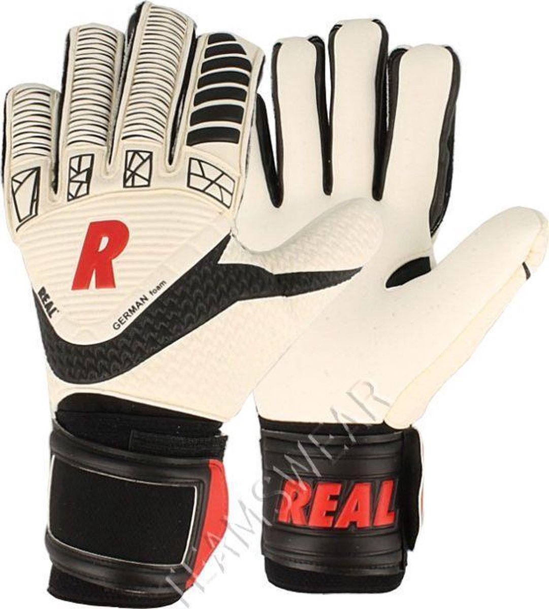 Real Power Keepershandschoenen Heren - Wit / Zwart / Rood | Maat: 9