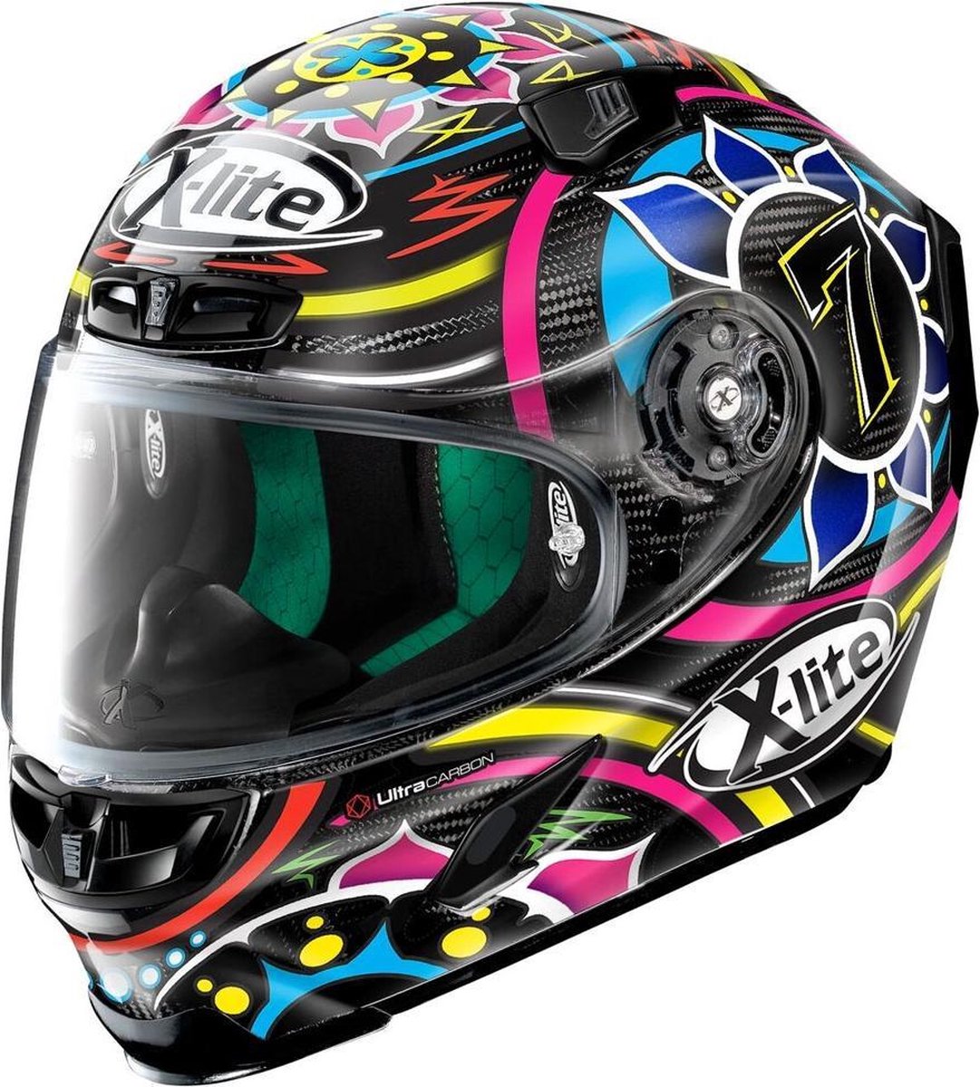 X-Lite X-803 Ultra carbon 54 Davies Carbon Black Pink Blue Red  Integraalhelm - Motorhelm - Maat XL