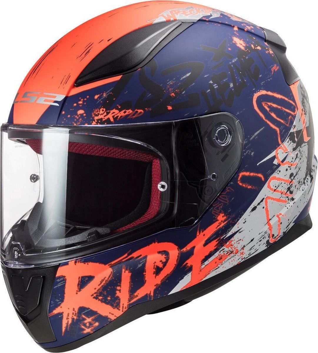 LS2 FF353 Rapid Naughty Mat Blauw Fluo Oranje L