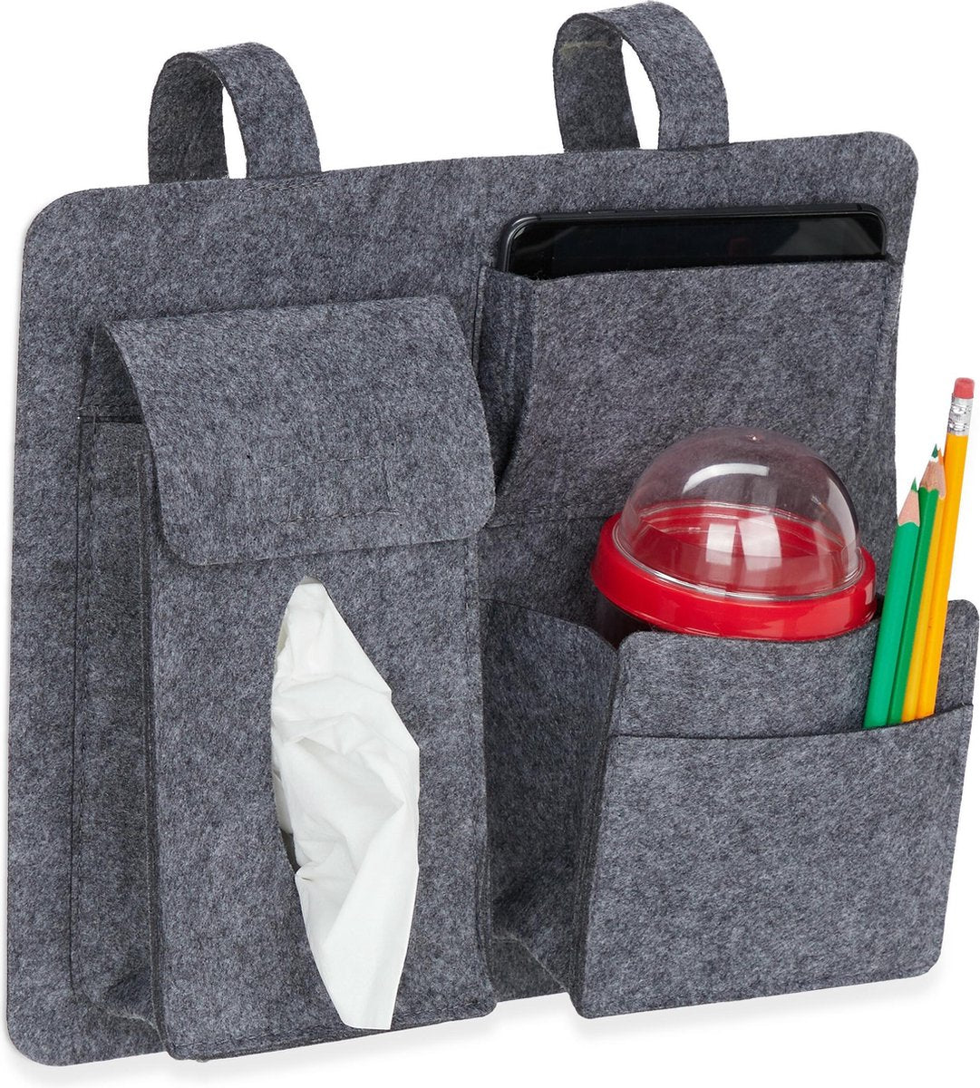 relaxdays autostoel organizer vilt - autostoel beschermer - auto organizer - car organizer grijs