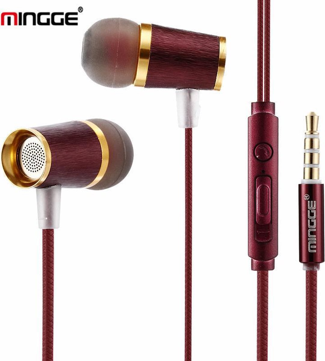 M21 High Bass In-Ear Oordopjes met 3.5mm Jack Oortjes voor Apple iPhone / Samsung Galaxy / Huawei - bruin