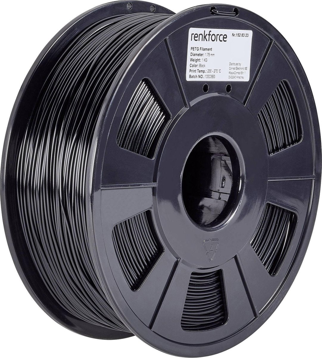 Filament Renkforce PETG 1.75 mm Zwart 1 kg