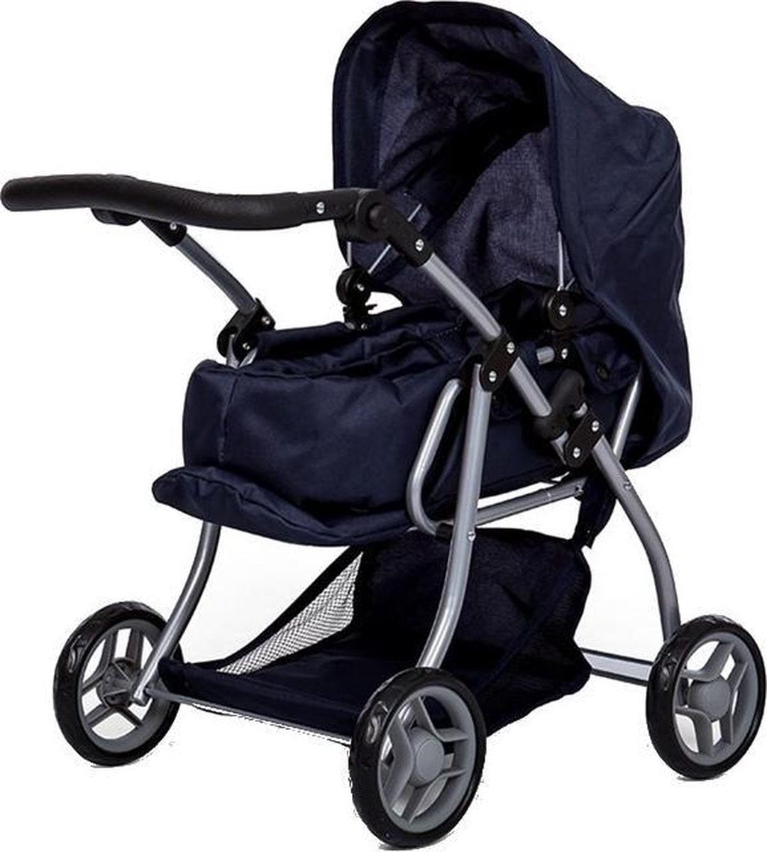 Mini Mommy Poppenwagen Donkerblauw 62 Cm