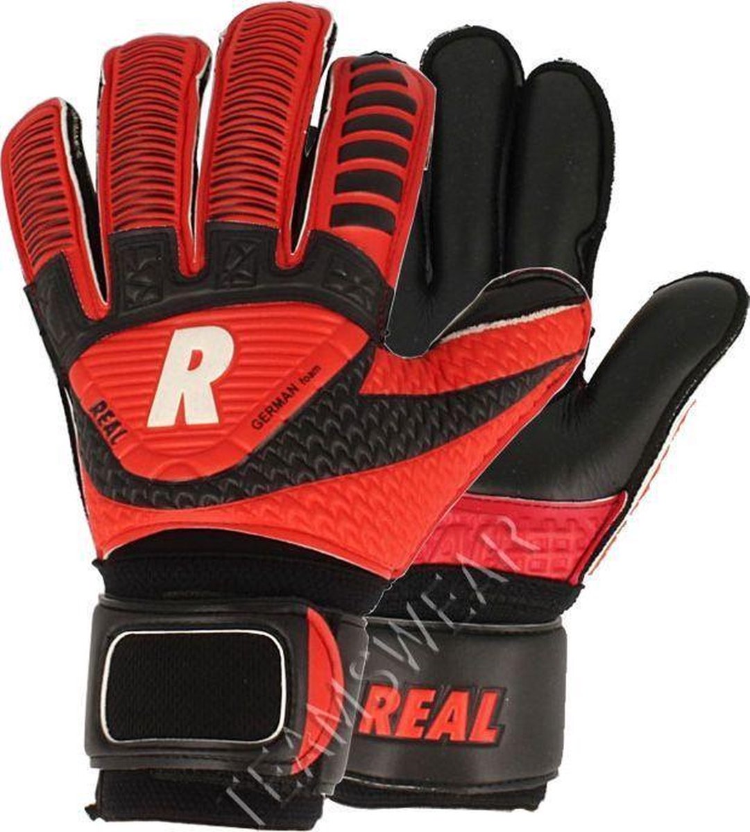 Real Twin Force Keepershandschoenen Kinderen - Zwart / Rood | Maat: 4
