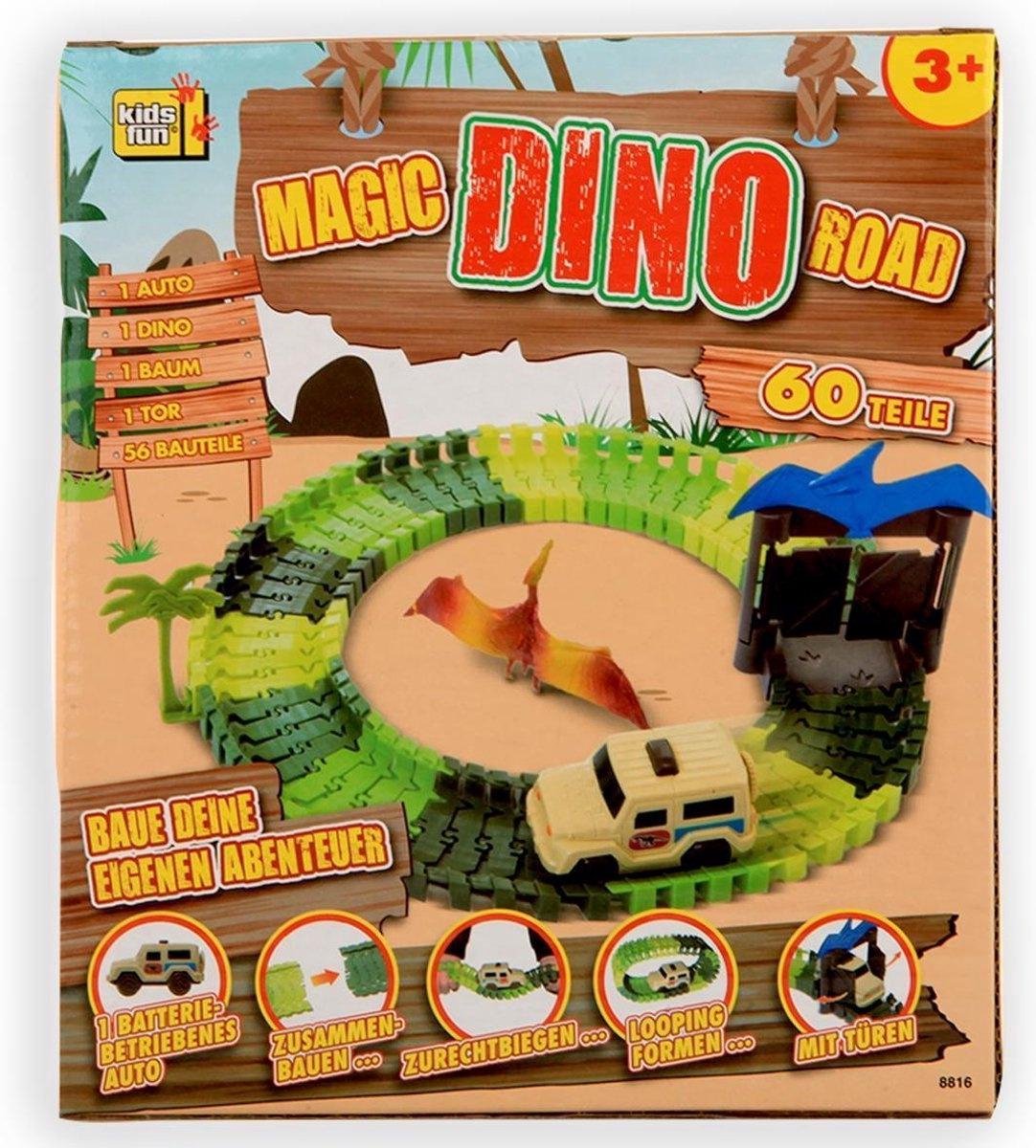 Jonotoys Autoweg Dino's Jongens Groen/bruin 60-delig