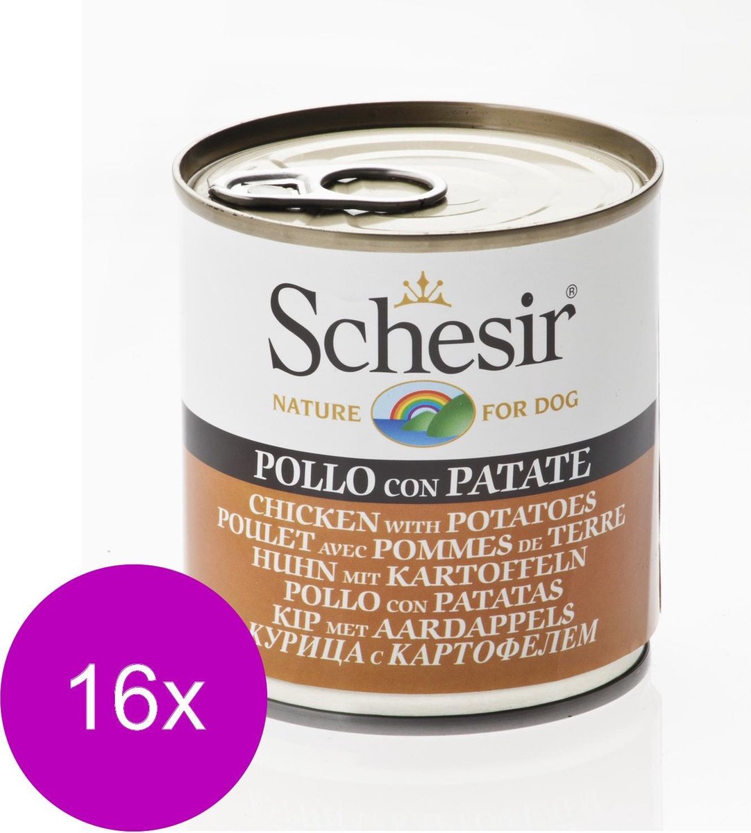 Schesir Hond Blik Gelei 285 g - Hondenvoer - 16 x Kip&Aardappel
