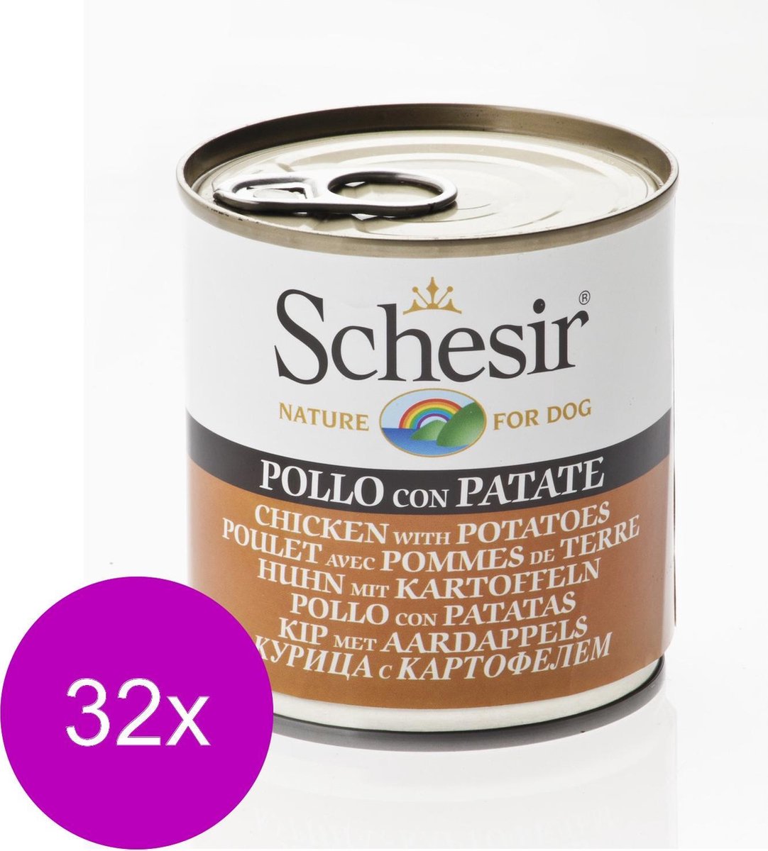 Schesir Hond Blik Gelei 285 g - Hondenvoer - 32 x Kip&Aardappel