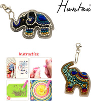 Huntex Diamond Painting Sleutelhanger Set - 2 Olifantjes - Accessoires - pen - Kinderen - Pakket Volwassenen - Pakket Full - Pakket Volledig - Accesoires - Dieren