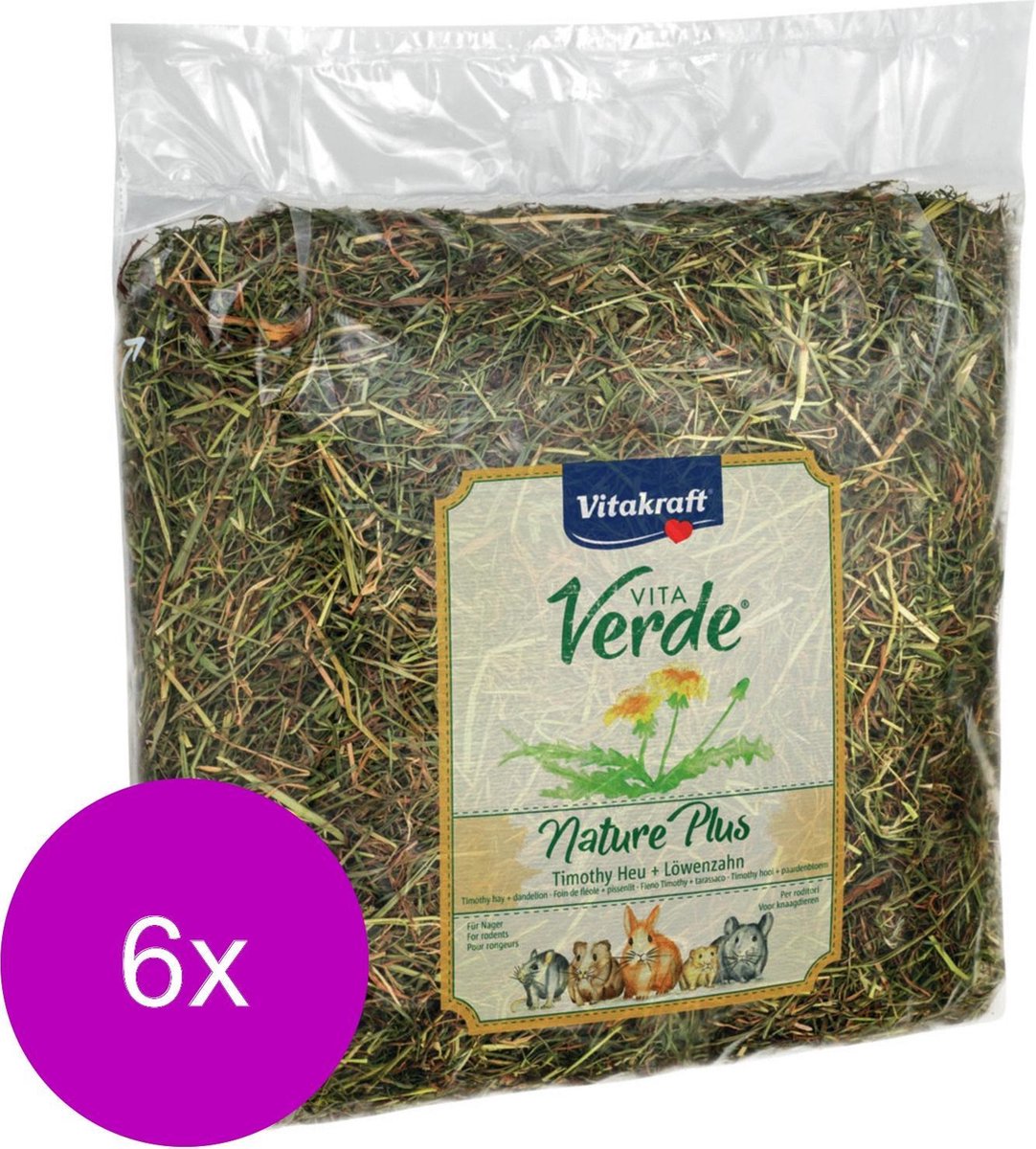 Vitakraft Vita-Verde Hooi 500 g - Ruwvoer - 6 x Paardebloem