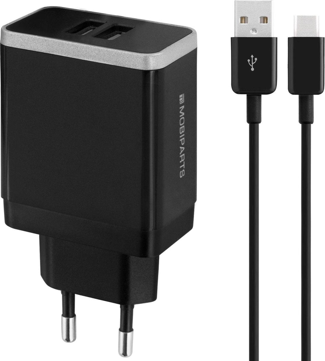 Mobiparts USB-A thuislader met 2 poorten en losse USB-C kabel - Smart IC - 4