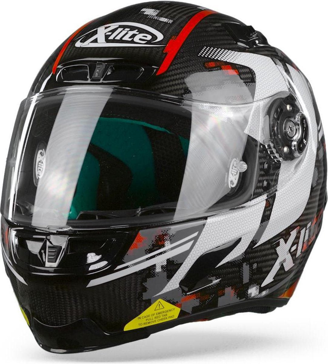 X-Lite X-803 Ultra carbon Provocator 56 Carbon Black White Red  Integraalhelm - Motorhelm - Maat XL