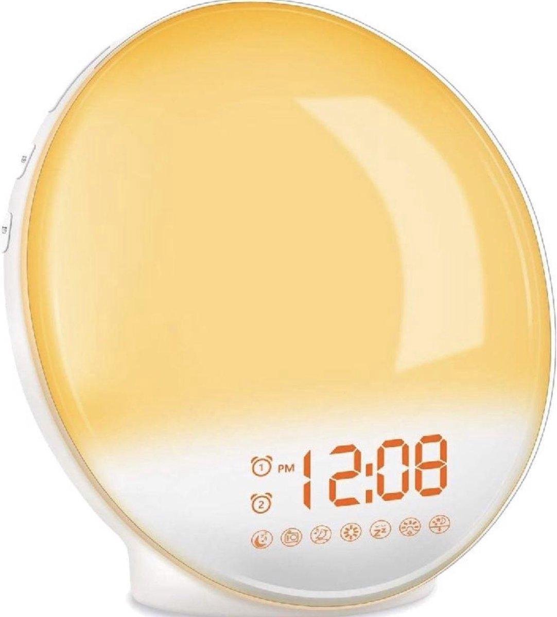 Dealingtoday Wake-up light – Wekker – Nachtlamp – Dubbele alarm functie – Inclusief smartphone app – 7 licht thema’s