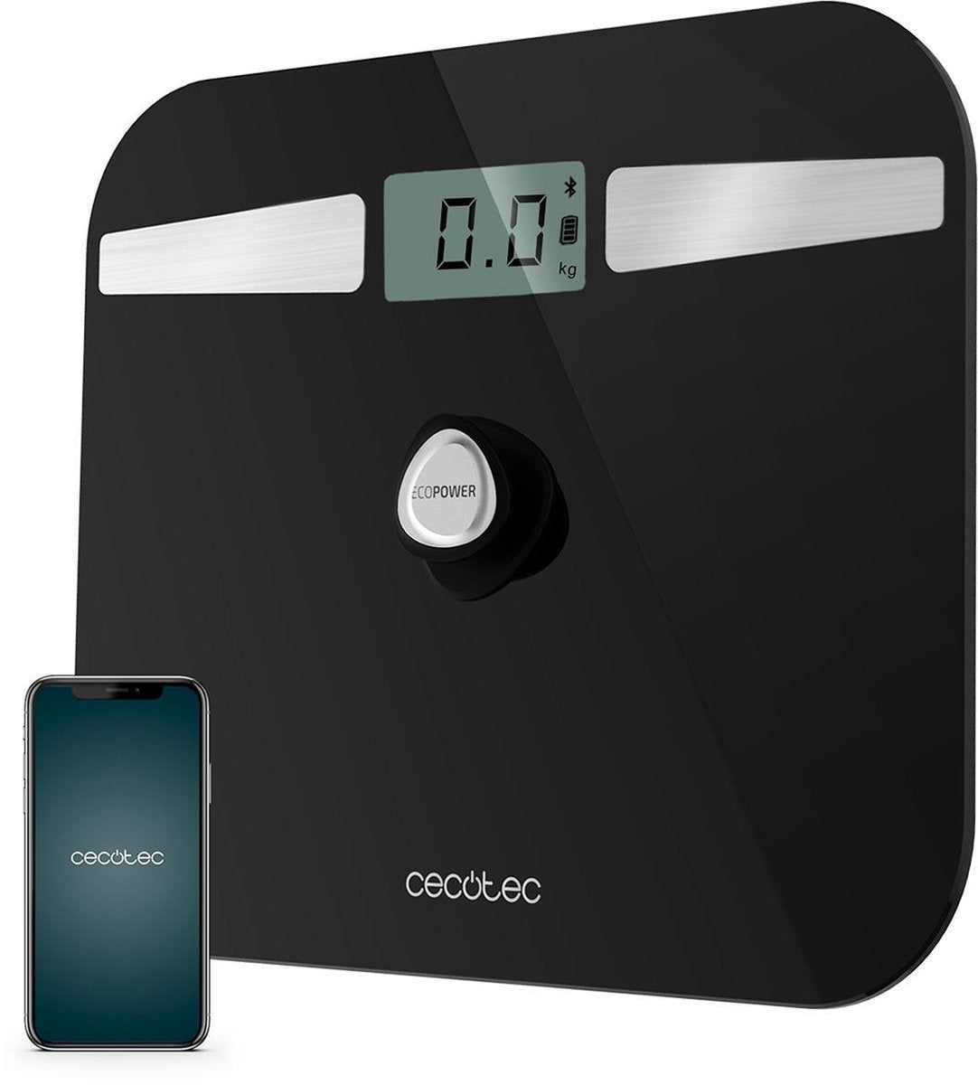 Cecotec Smart weegschaal - Zonder batterijen - Bluetooth personenweegschaal digitaal - Lichaamsanalyse weegschaal - Zwart